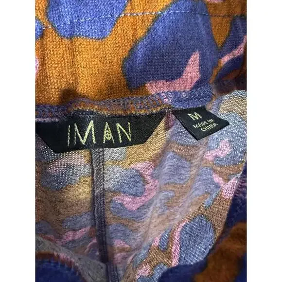 IMAN Global Chic Orange Purple Leopard Print Wide Leg Pants Pull-On Size M - Picture 5 of 5